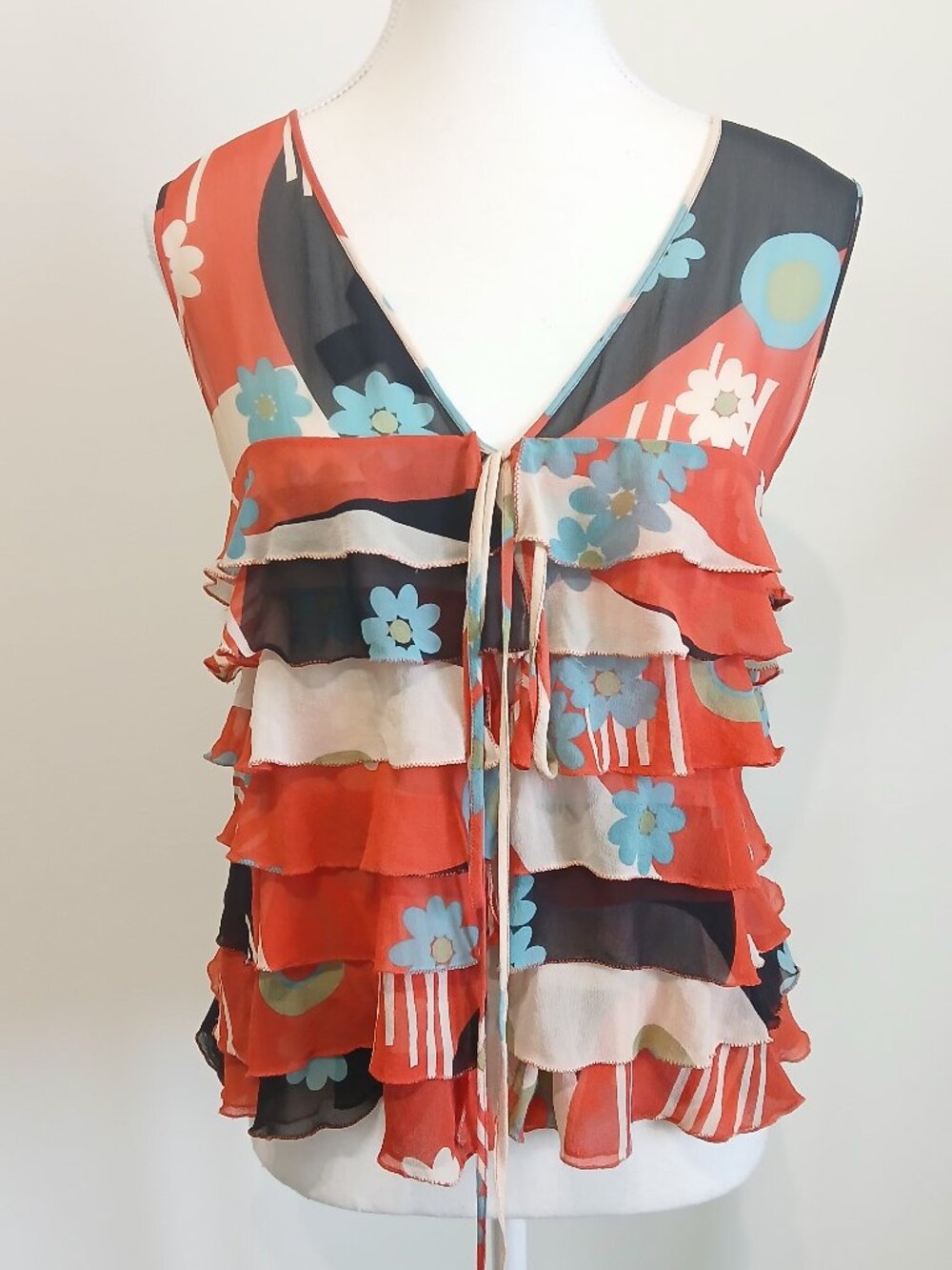 Vintage Marc Jacobs Whimsygoth Ruffle Semi-Sheer Silk Tank Top Size Medium